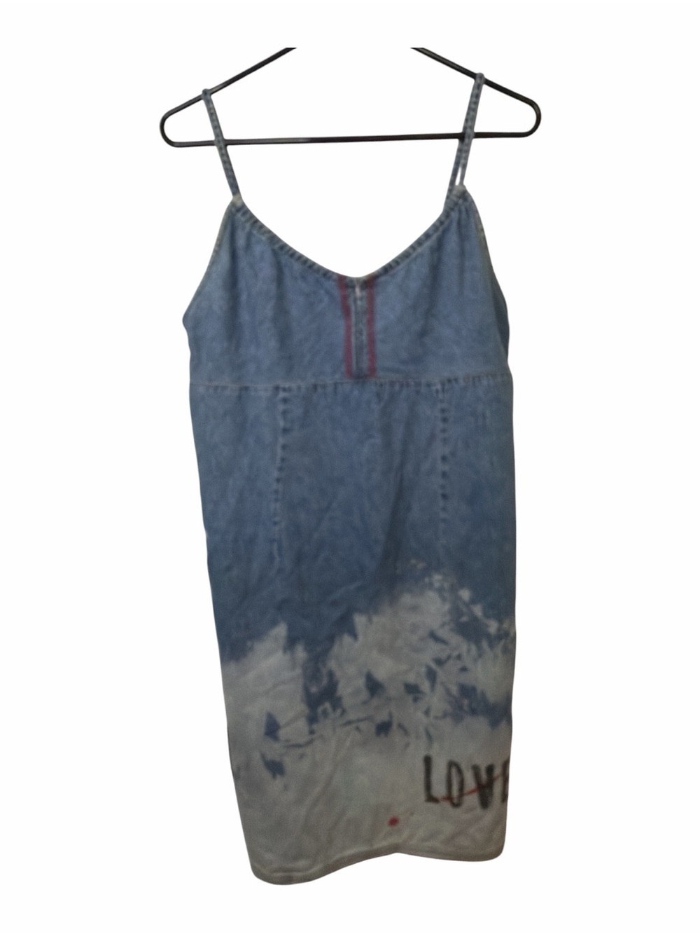 American Eagle Outfitters Blue Denim Slip Dress with 'Love' Detail